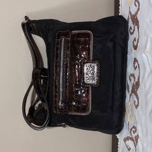 Brighton Nylon and Crocodile Trim "Charlie" Crossbody Bag